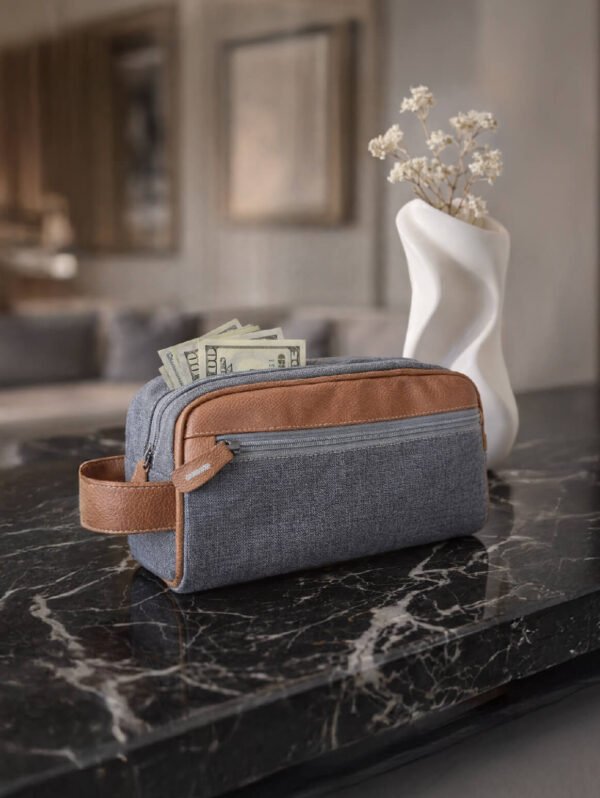 mochilas, totes, bolsas-123 Estuche organizador de lona y piel sintética