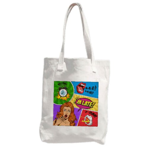 mochilas, totes, bolsas-130 Bolsa tote blanca con estampado