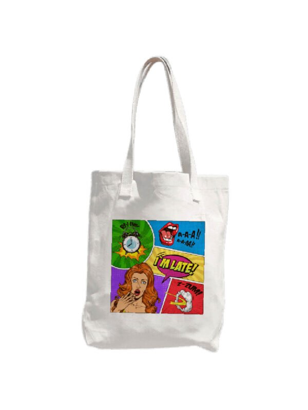 mochilas, totes, bolsas-130 Bolsa tote blanca con estampado