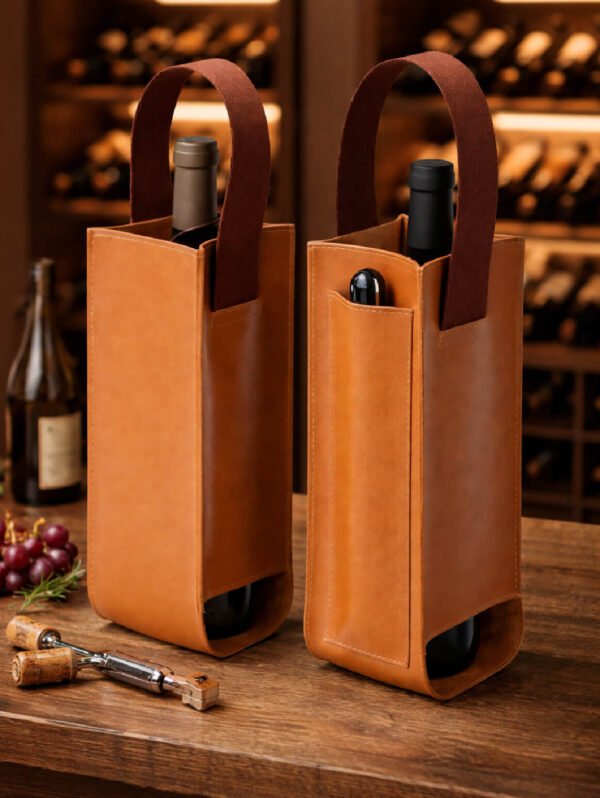 Porta botella de piel